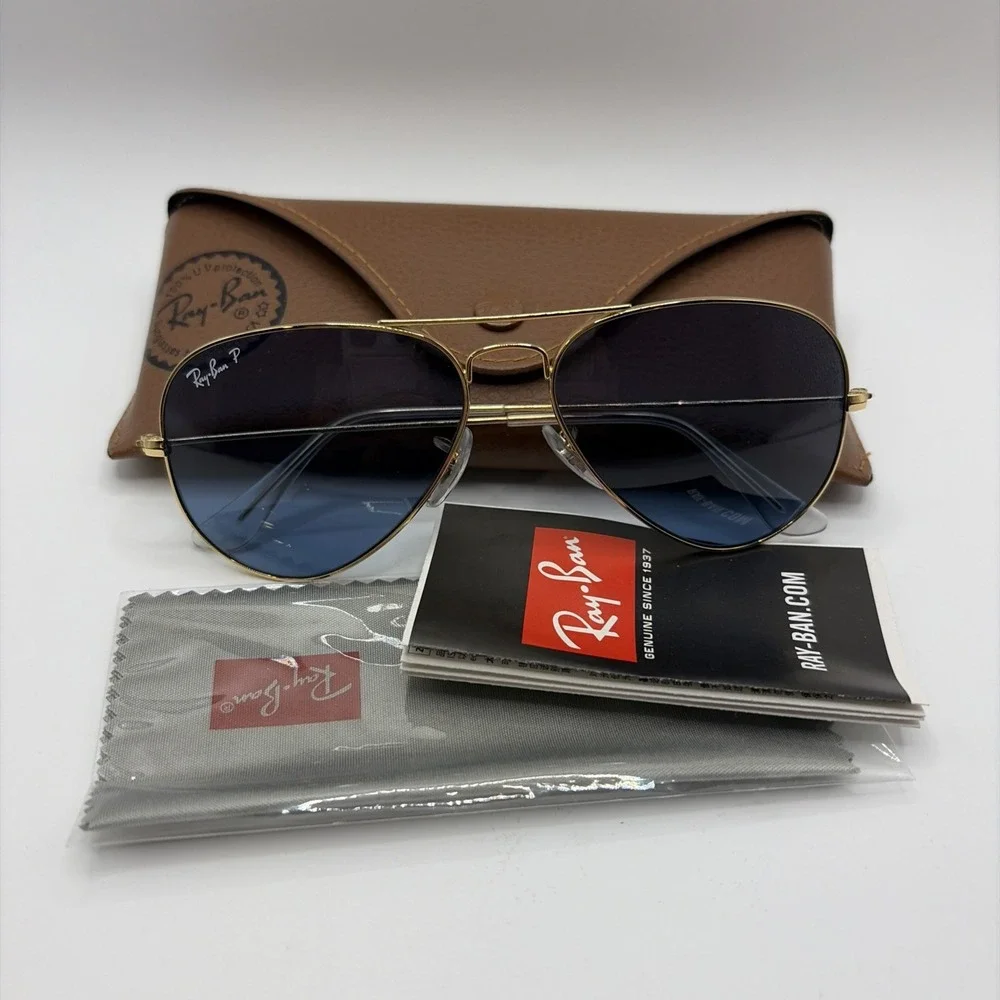 Ray-Ban Sunglasses RB3025 Aviator Flash Gold Frame Blue Flash Lenses 55 Unisex